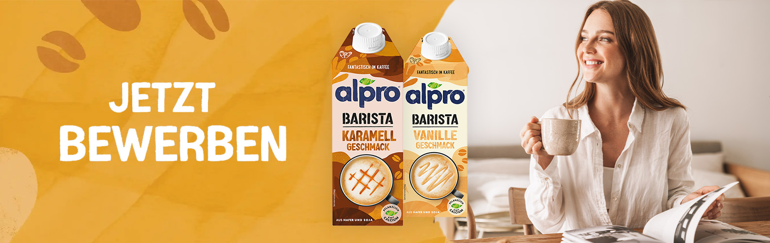 Alpro Barista Banner jetzt bewerben